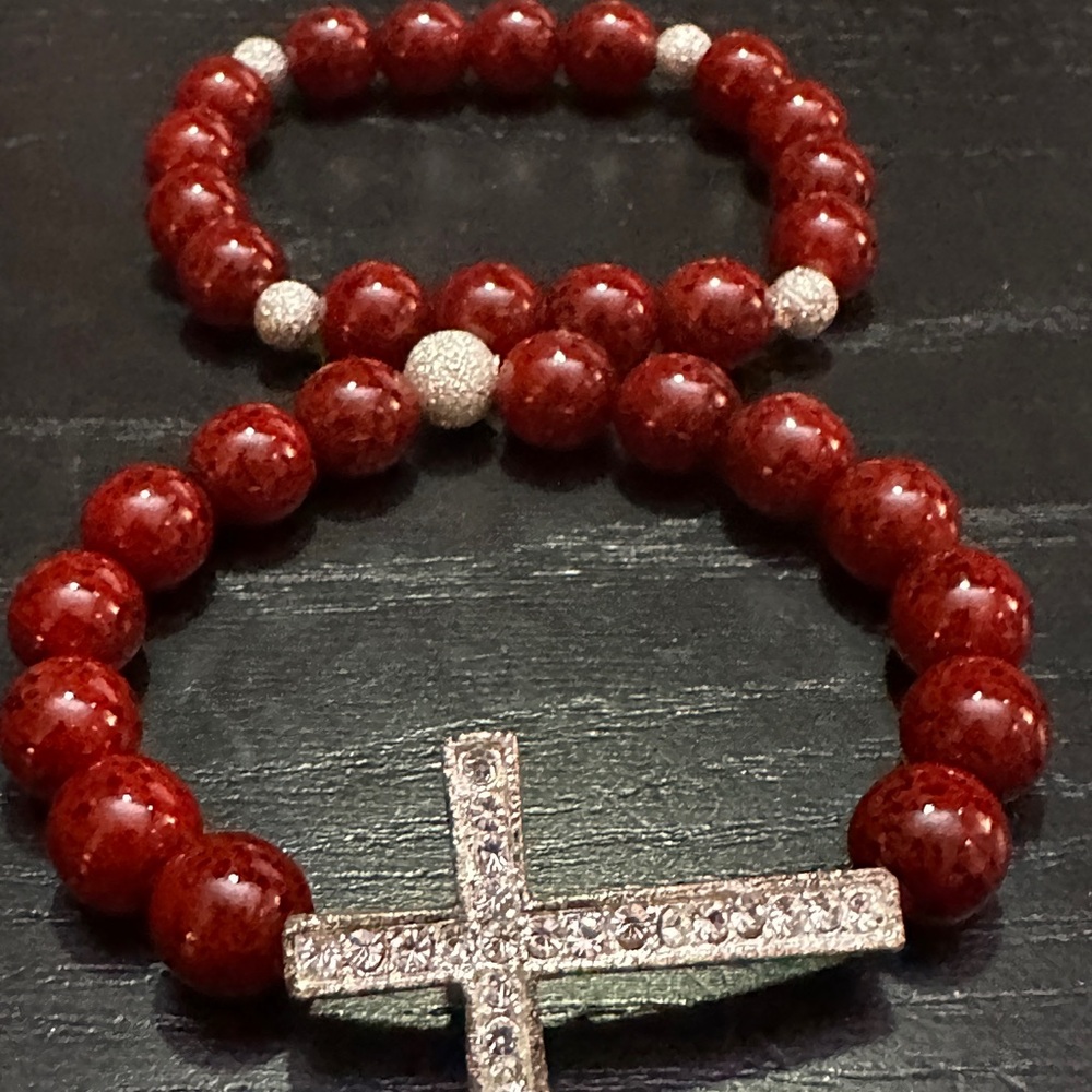 Cross and beads 2 bracelets set